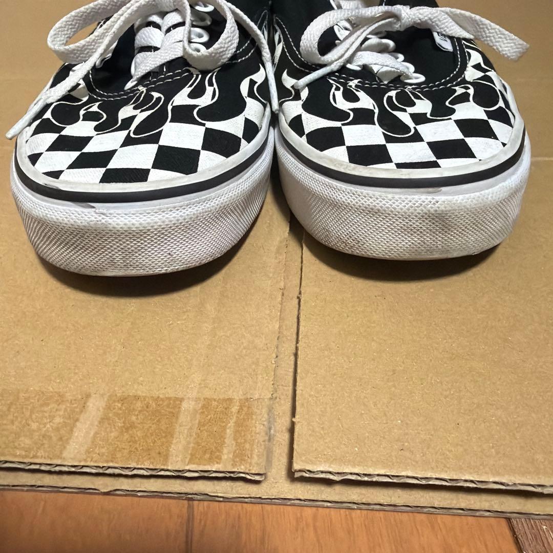 靴 vans authentic checker flame
