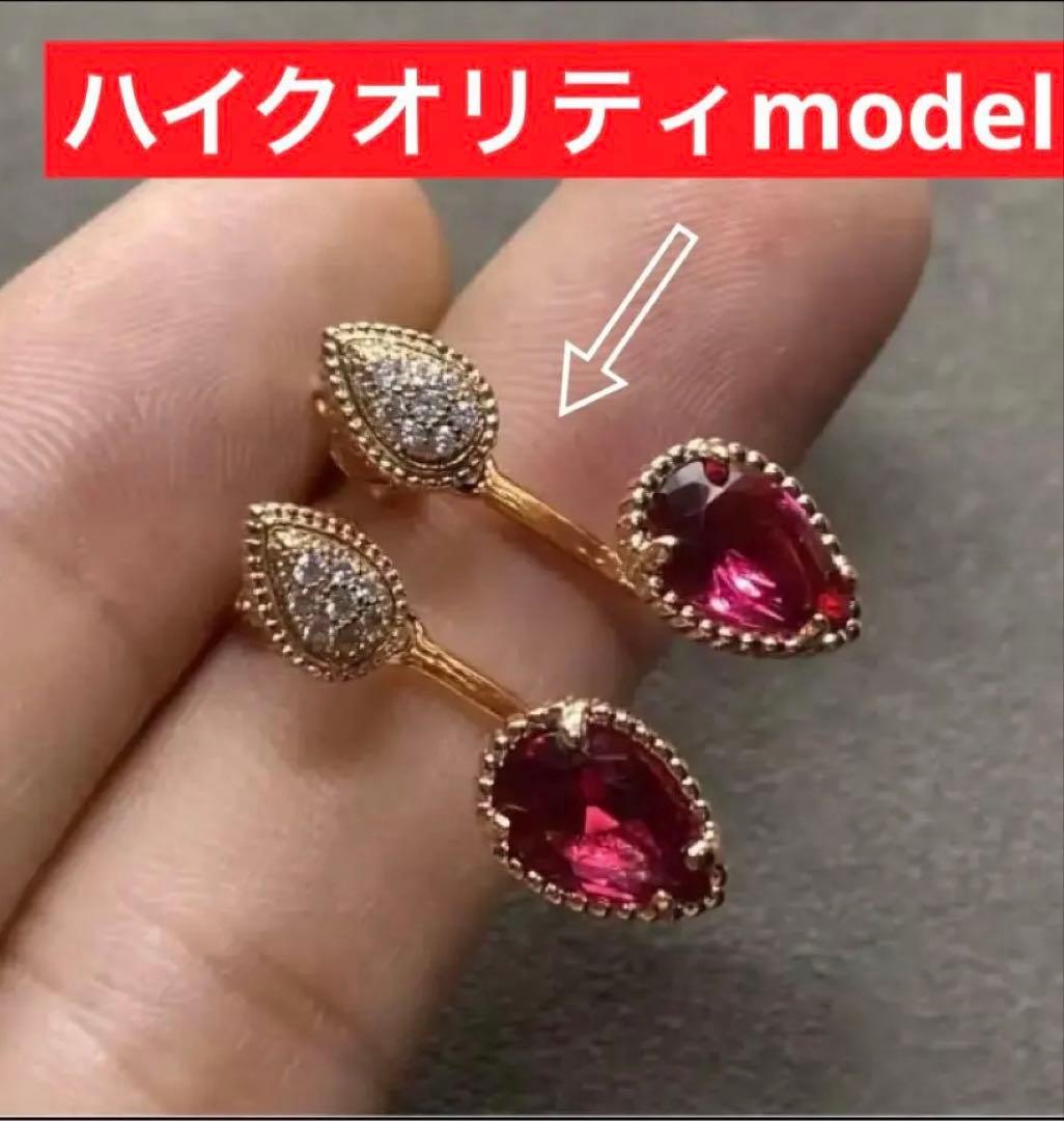 最高級セルパン✨ガーネット　ピアス　ダイヤモンド　雫モチーフ ✨モアサナイト