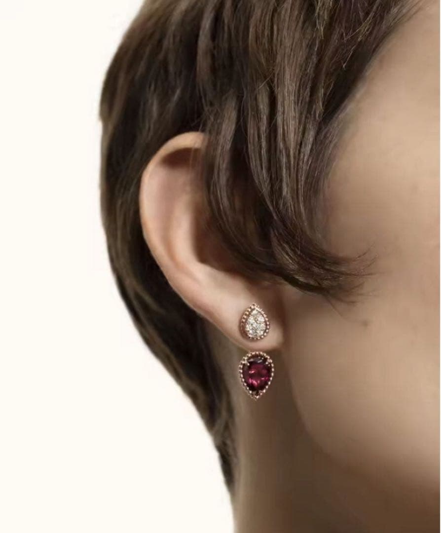 最高級セルパン✨ガーネット　ピアス　ダイヤモンド　雫モチーフ ✨モアサナイト