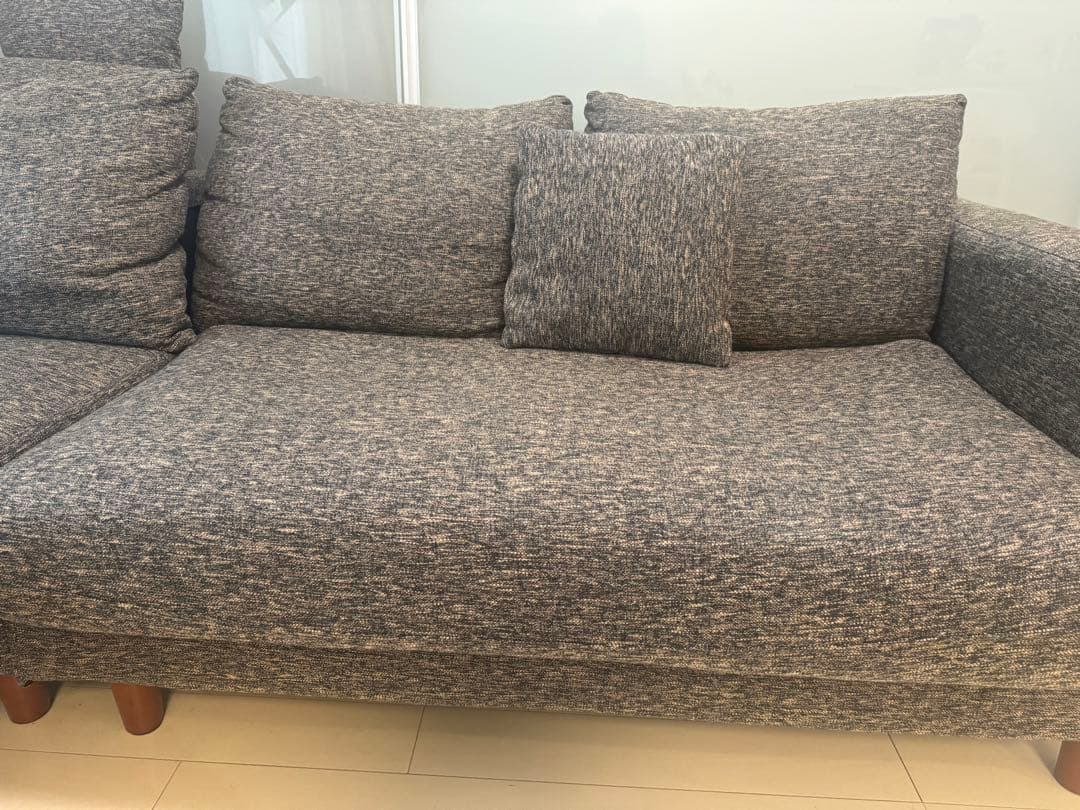 【美品】LOWYA ファブリックソファ チャコールグレー 脚取り外し可