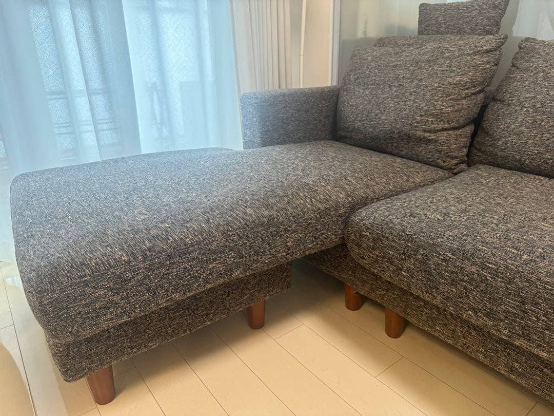 【美品】LOWYA ファブリックソファ チャコールグレー 脚取り外し可