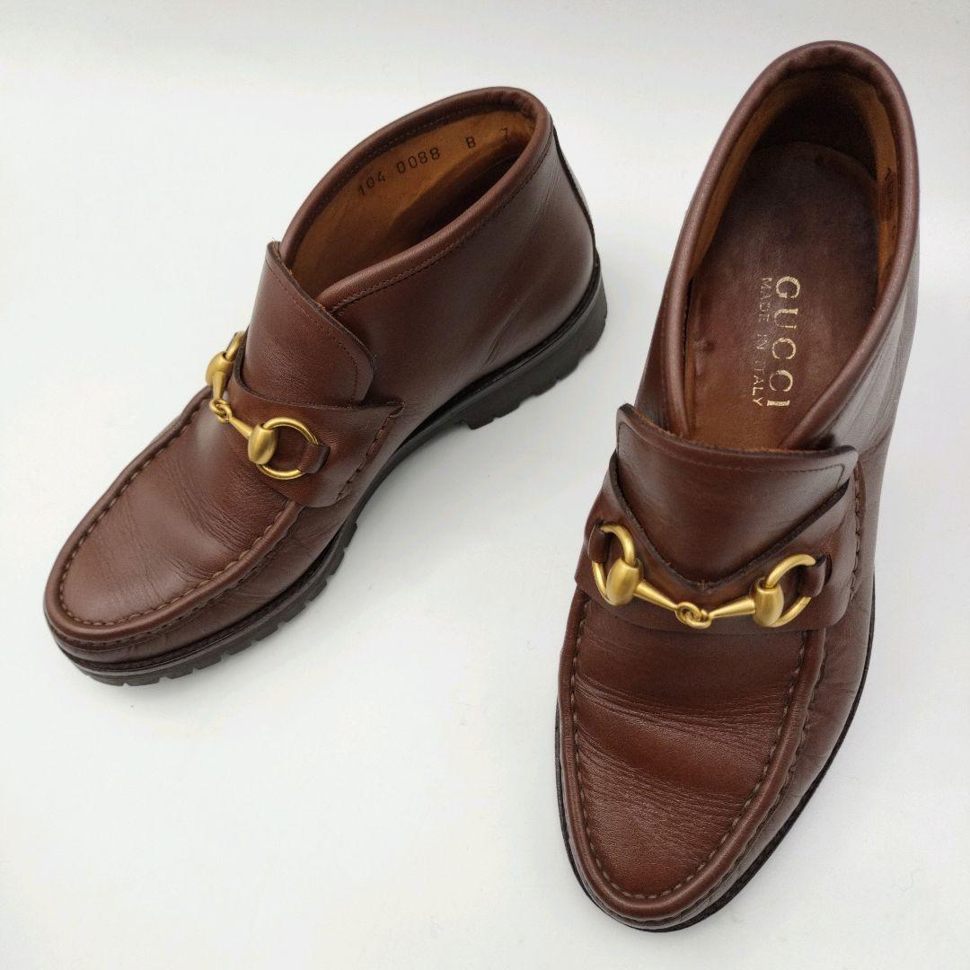 GUCCI グッチ ホースビット 厚底 ローファー ブラウン UK7 本革