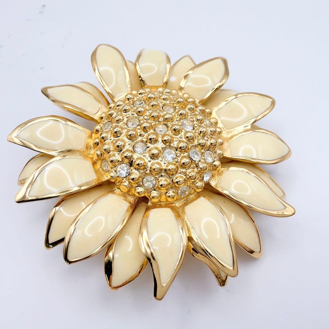 Dior フラワーデザイン ドイツ製 ブローチ ラインストーン 花