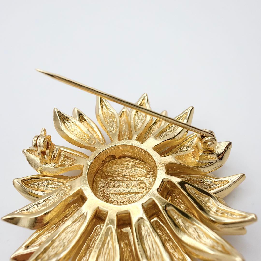 Dior フラワーデザイン ドイツ製 ブローチ ラインストーン 花