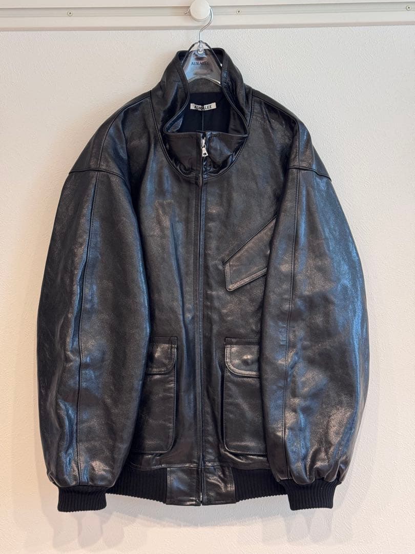 ジャケット・アウター AURALEE LAMB LEATHER ZIP BLOUSON