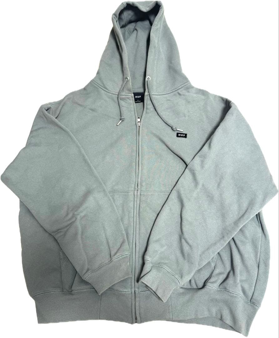 HUF グリーン フルジップパーカーSとスウェットパンツ Mのセットアップ