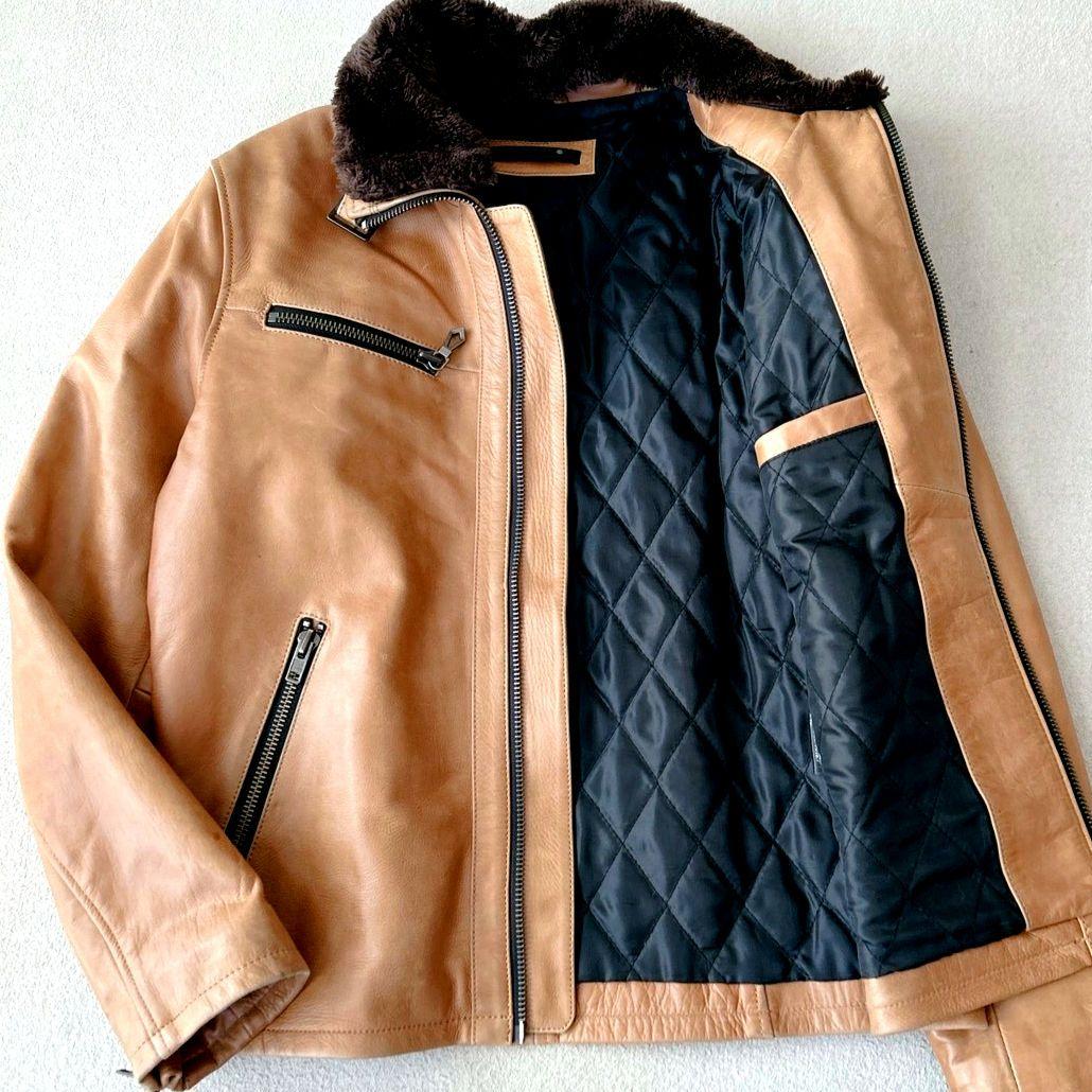 リューグーレザーズ ライダース ファー キルティング キャメル XL相当