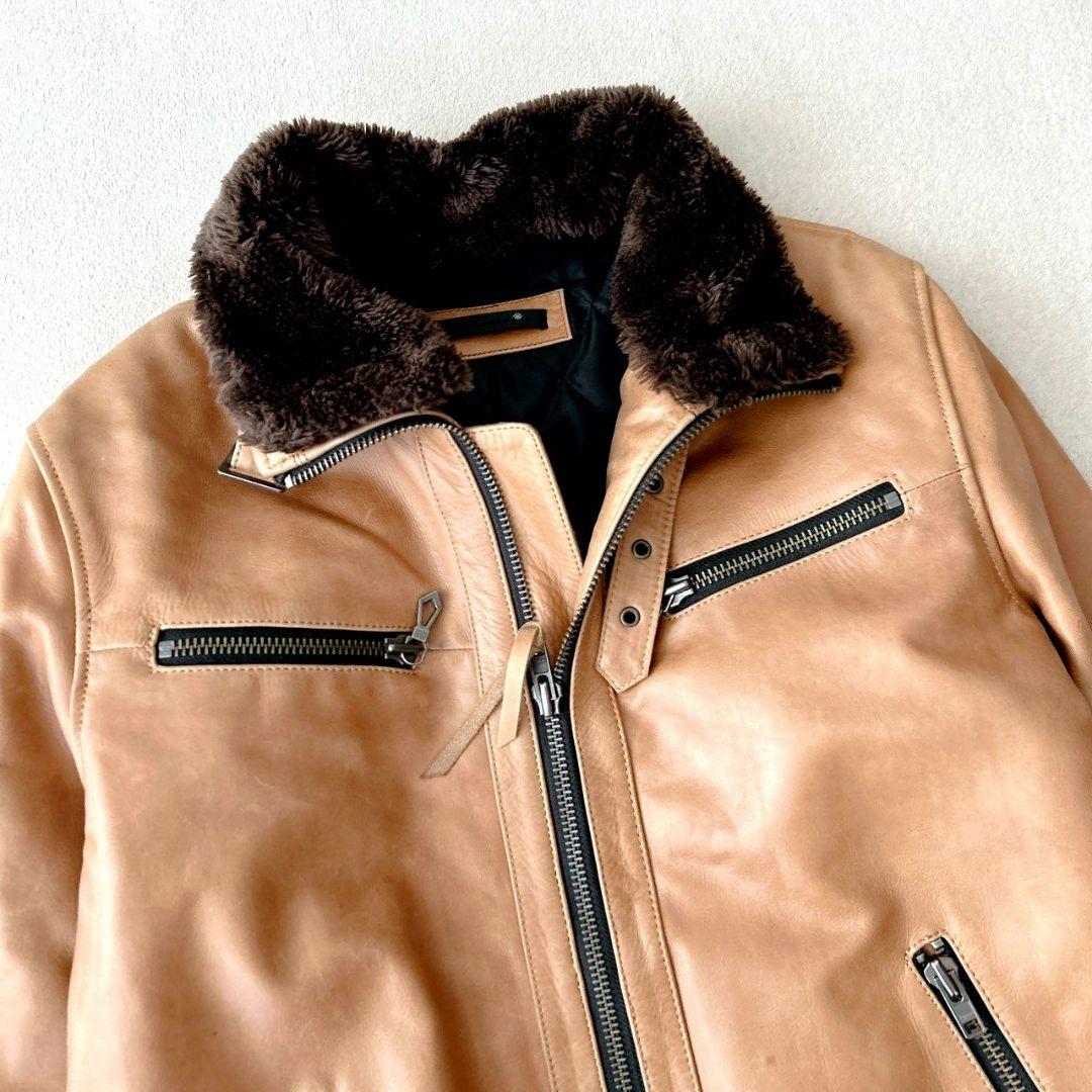 リューグーレザーズ ライダース ファー キルティング キャメル XL相当