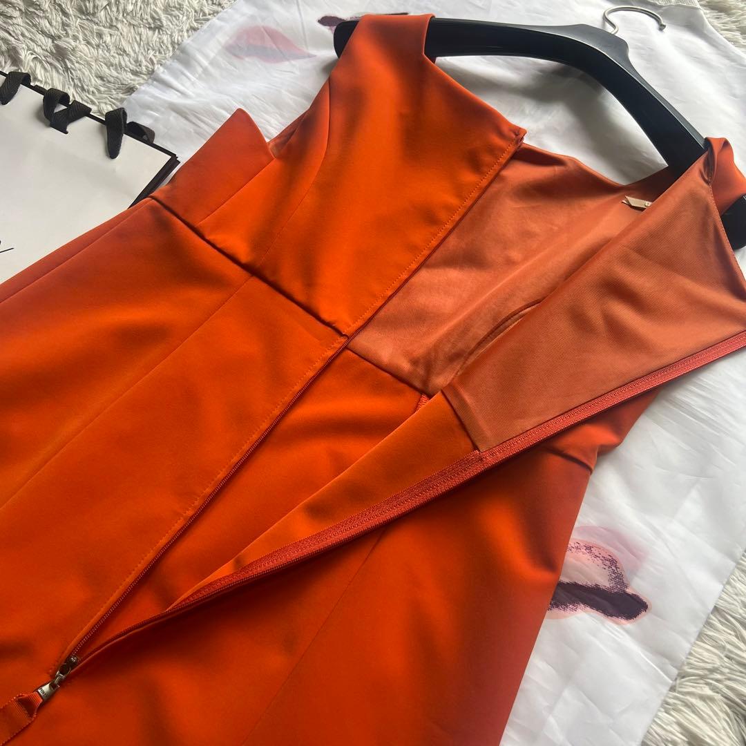 【美品】FOXEY NEW YORK 膝丈ワンピース オレンジ 38
