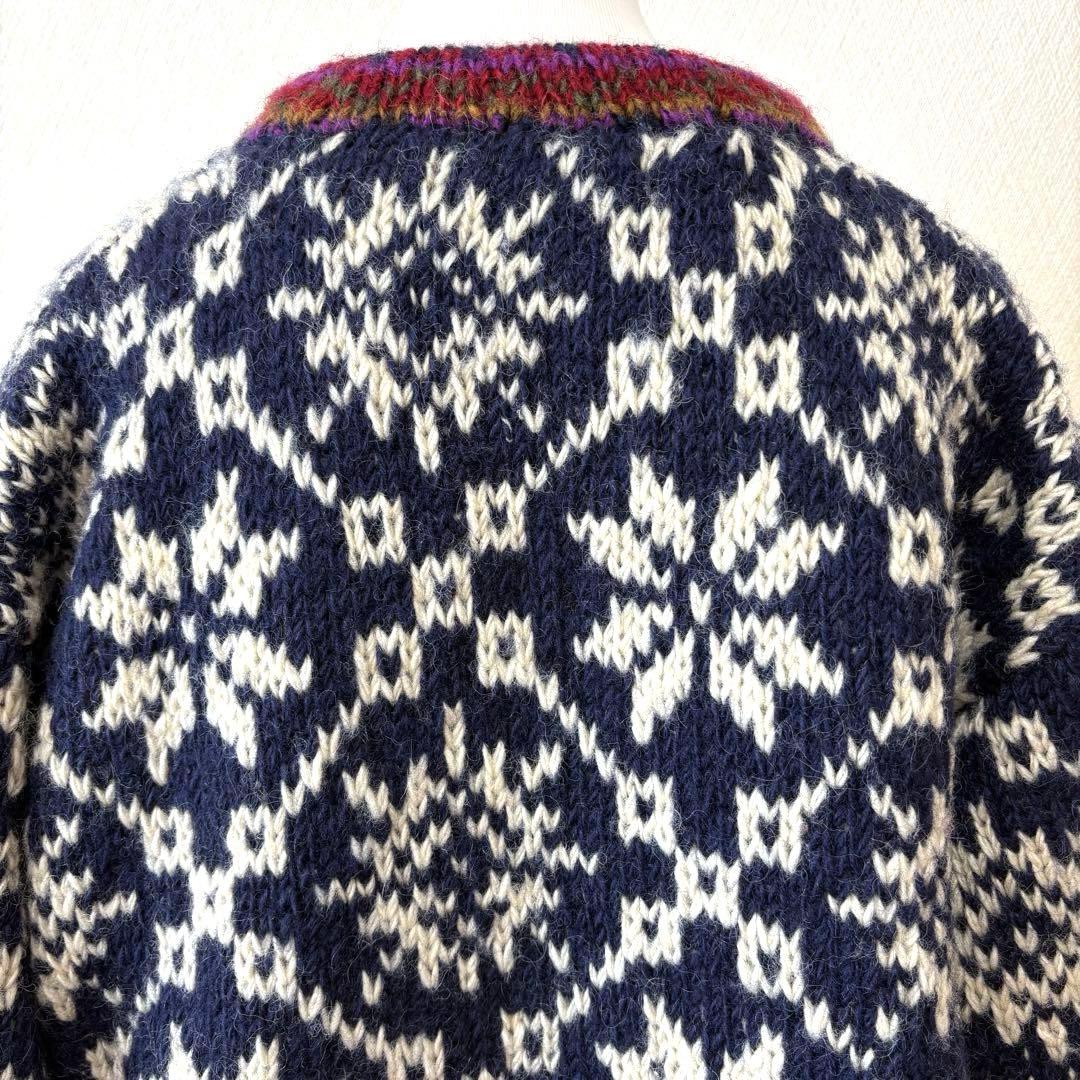 美品✨ネパール製　ウール100%　ハンドメイド　ニット　セーター　プルオーバー