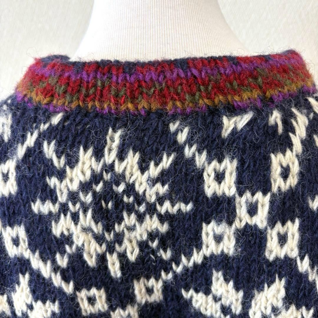 美品✨ネパール製　ウール100%　ハンドメイド　ニット　セーター　プルオーバー