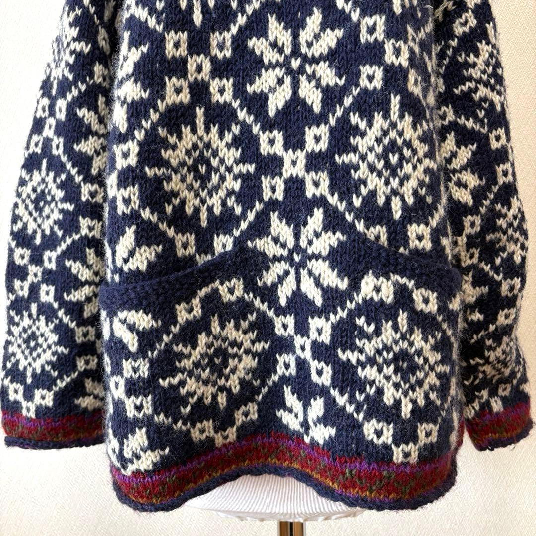 美品✨ネパール製　ウール100%　ハンドメイド　ニット　セーター　プルオーバー