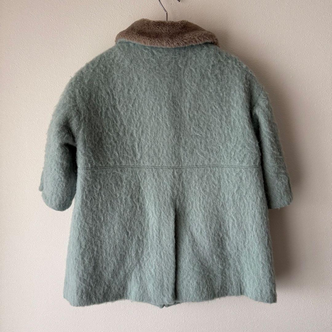 CARAMEL ミントグリーン ファー襟 コート