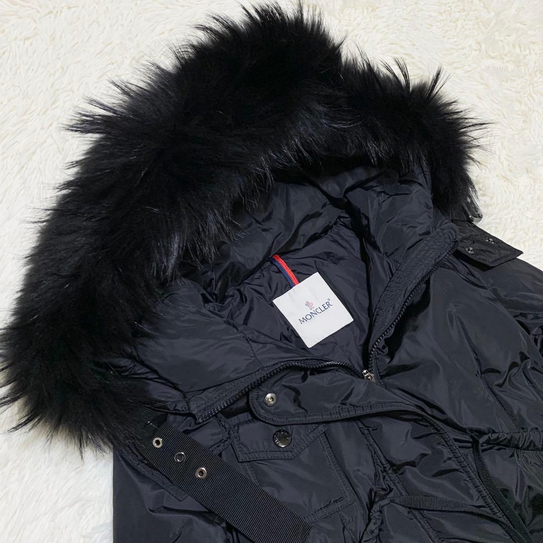 【極美品】モンクレール ダウン PHALANGERE タヌキファー ブラック 0