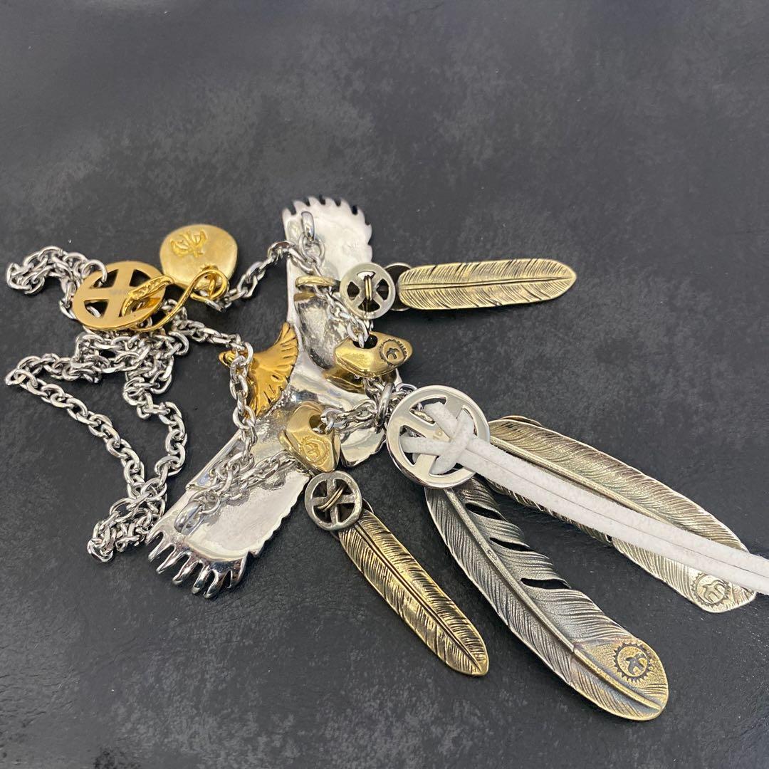 最高峰 セット イーグル フェザーネックレス 金爪 上金フェザー 太角チェーン
