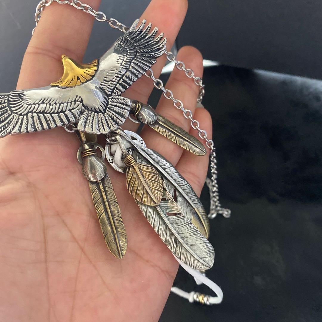最高峰 セット イーグル フェザーネックレス 金爪 上金フェザー 太角チェーン