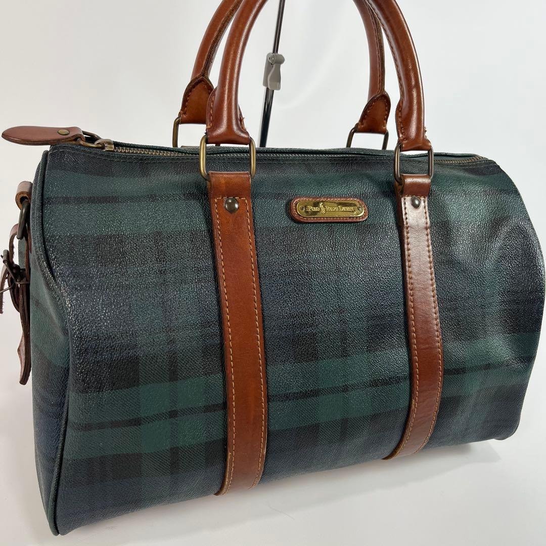 POLO RALPH LAUREN ボストンバッグ　チェック柄　PVC レザー