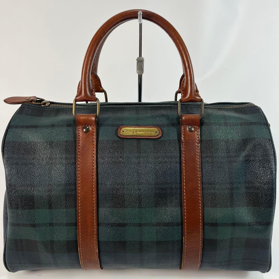 POLO RALPH LAUREN ボストンバッグ　チェック柄　PVC レザー