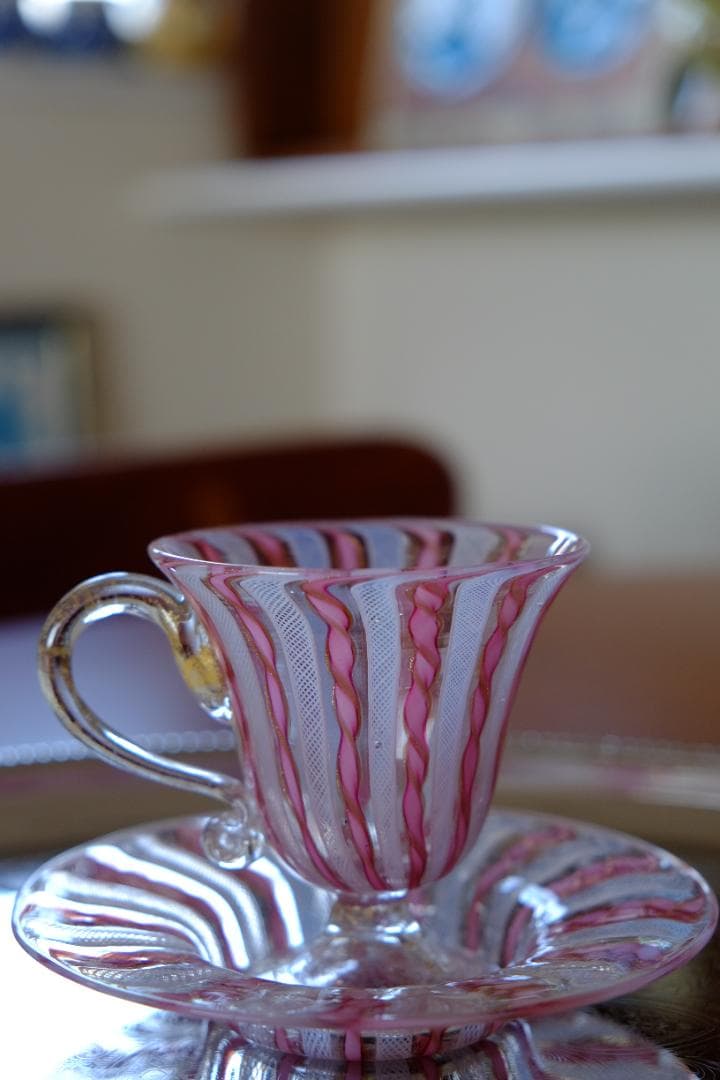 手吹きガラス カップ＆ソーサー レース 舩木倭帆/黒木国昭/藤田喬平/江波冨士子