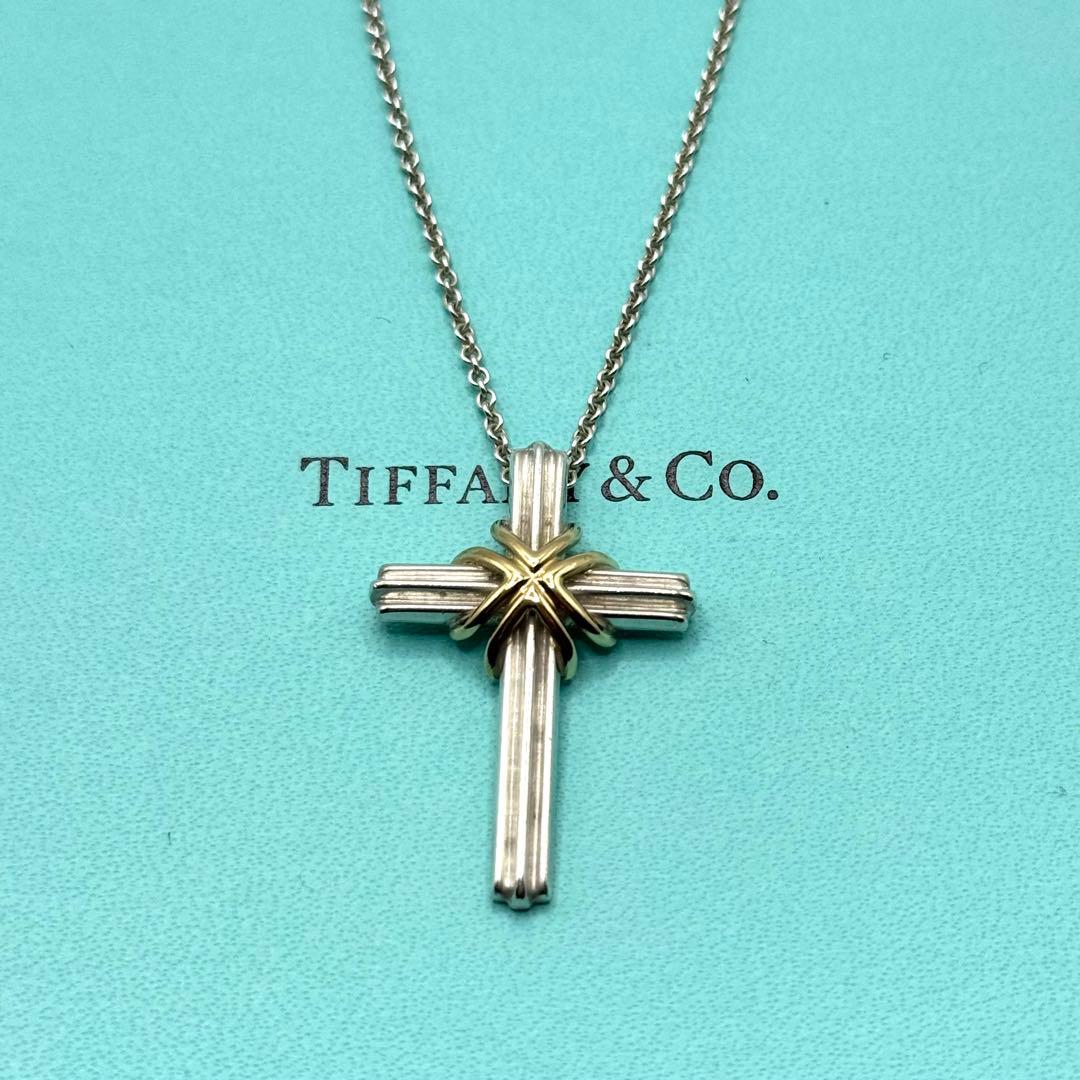 美品 ティファニー ネックレス シグネチャークロス 十字架 750 925