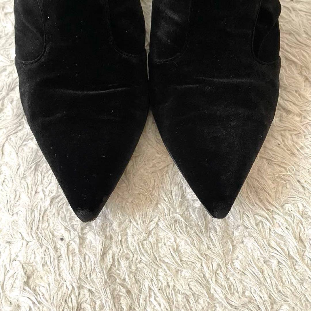 良品 FENDI　ロゴ入りソックスブーツ 37サイズ　24cm相当　スエード 黒