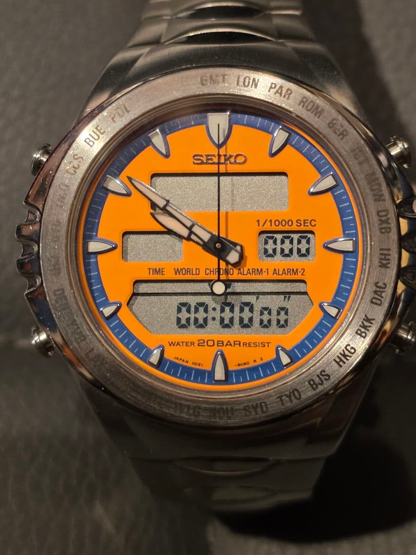 セイコー ジウジアーロ マッキナ・スポルティバ オレンジ アナデジ クロノ