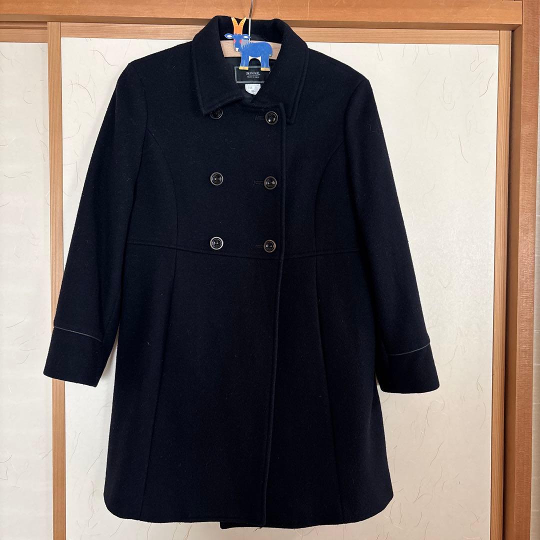 ネイビー　コート　130 ウール100% 日本製