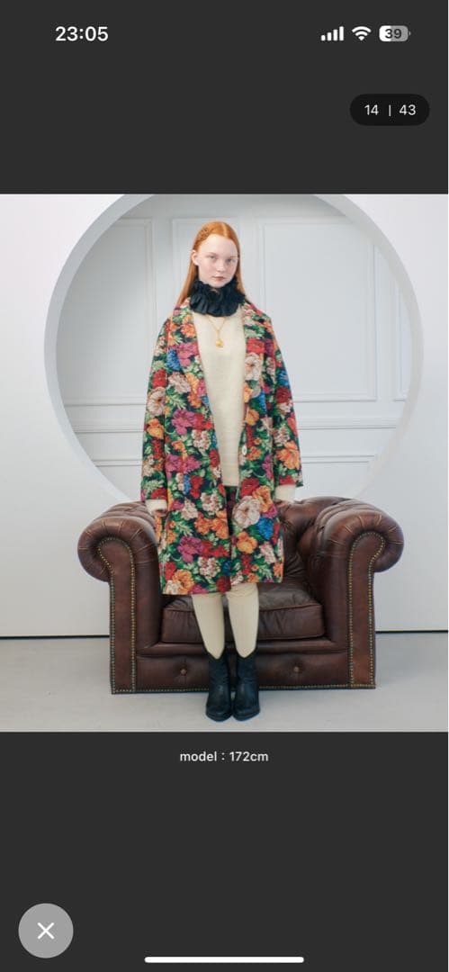 manana suerte ゴブラン織 花柄 チェスターコート