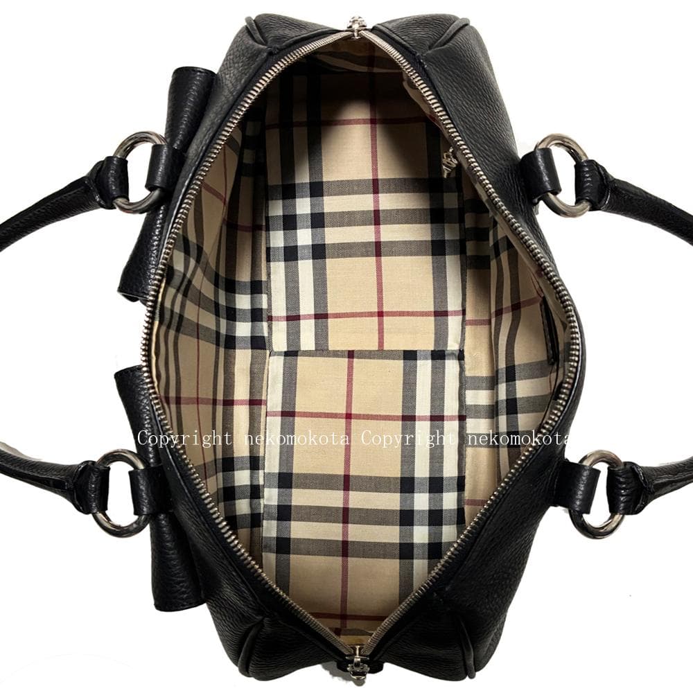 バーバリー ロンドン レザー ミニ ボストン バッグ 黒 BURBERRY