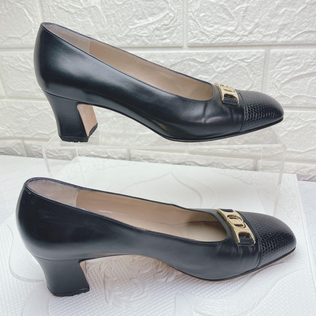 サルヴァトーレフェラガモ レディース チャンキーヒール パンプス【24.0】黒