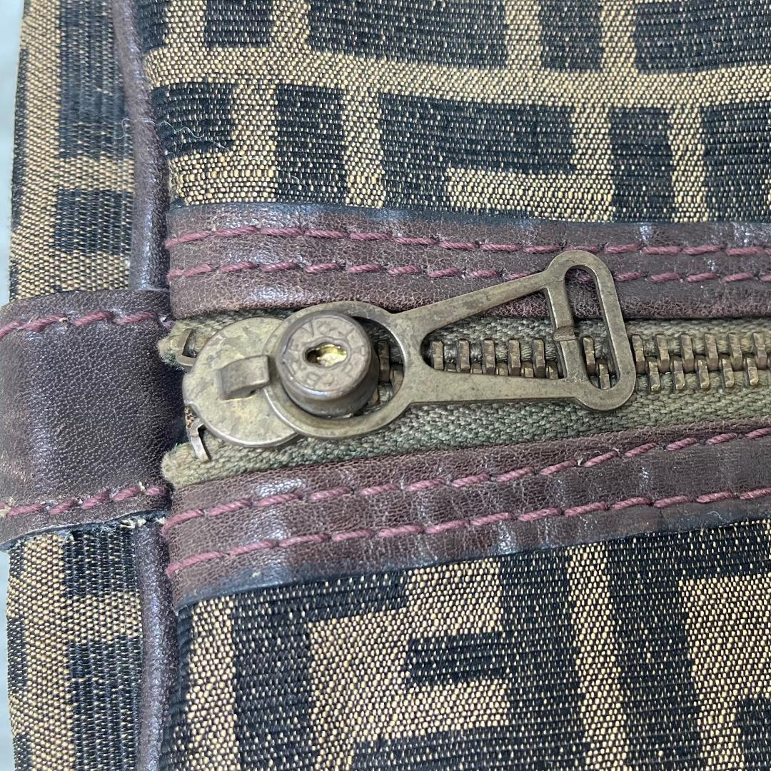 フェンディ　FENDI　ボストンバッグ　ズッカ柄　　PVC ブラウン　ブラック