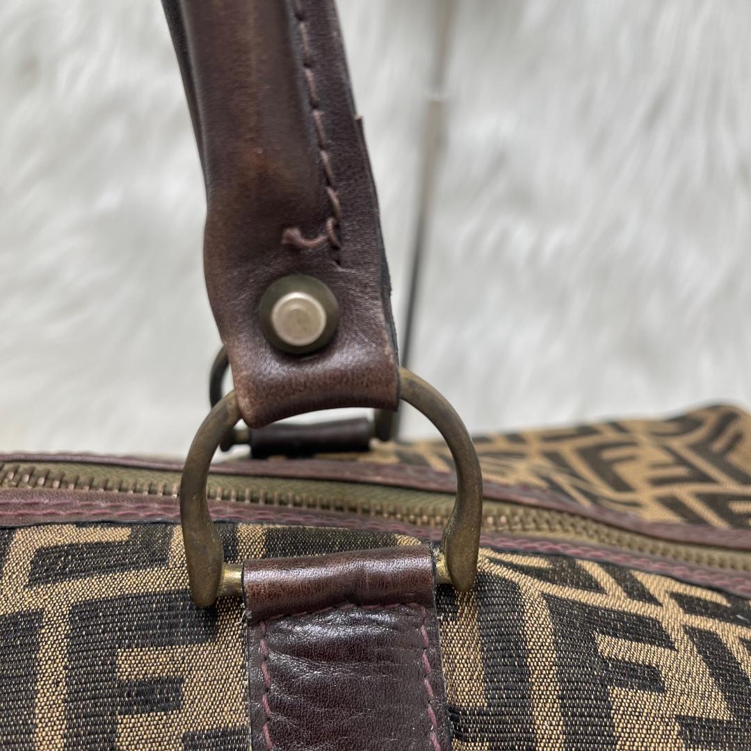 フェンディ　FENDI　ボストンバッグ　ズッカ柄　　PVC ブラウン　ブラック