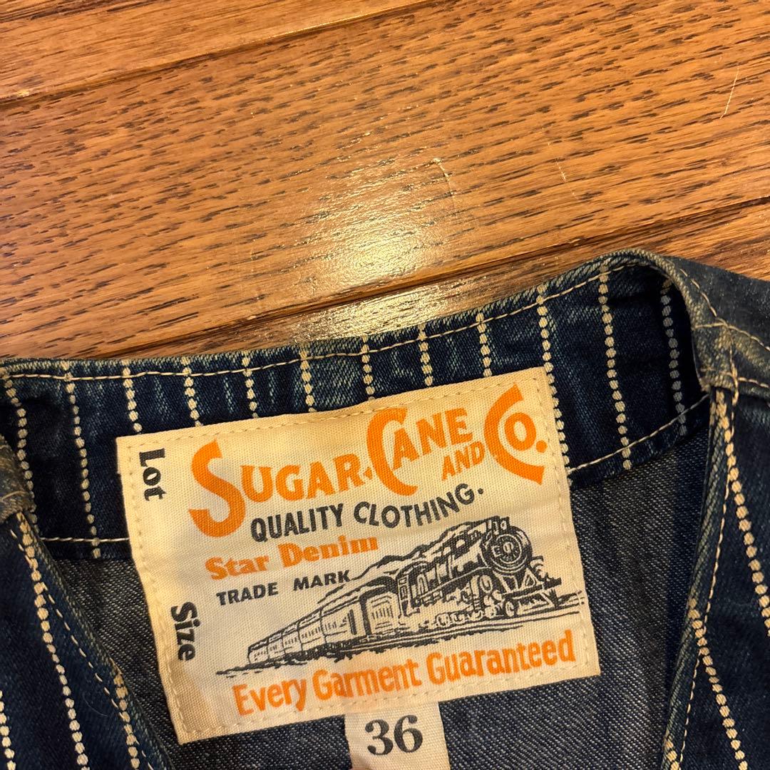 シュガーケーン 9oz インディゴ ウォバッシュ ストライプ ベスト 36