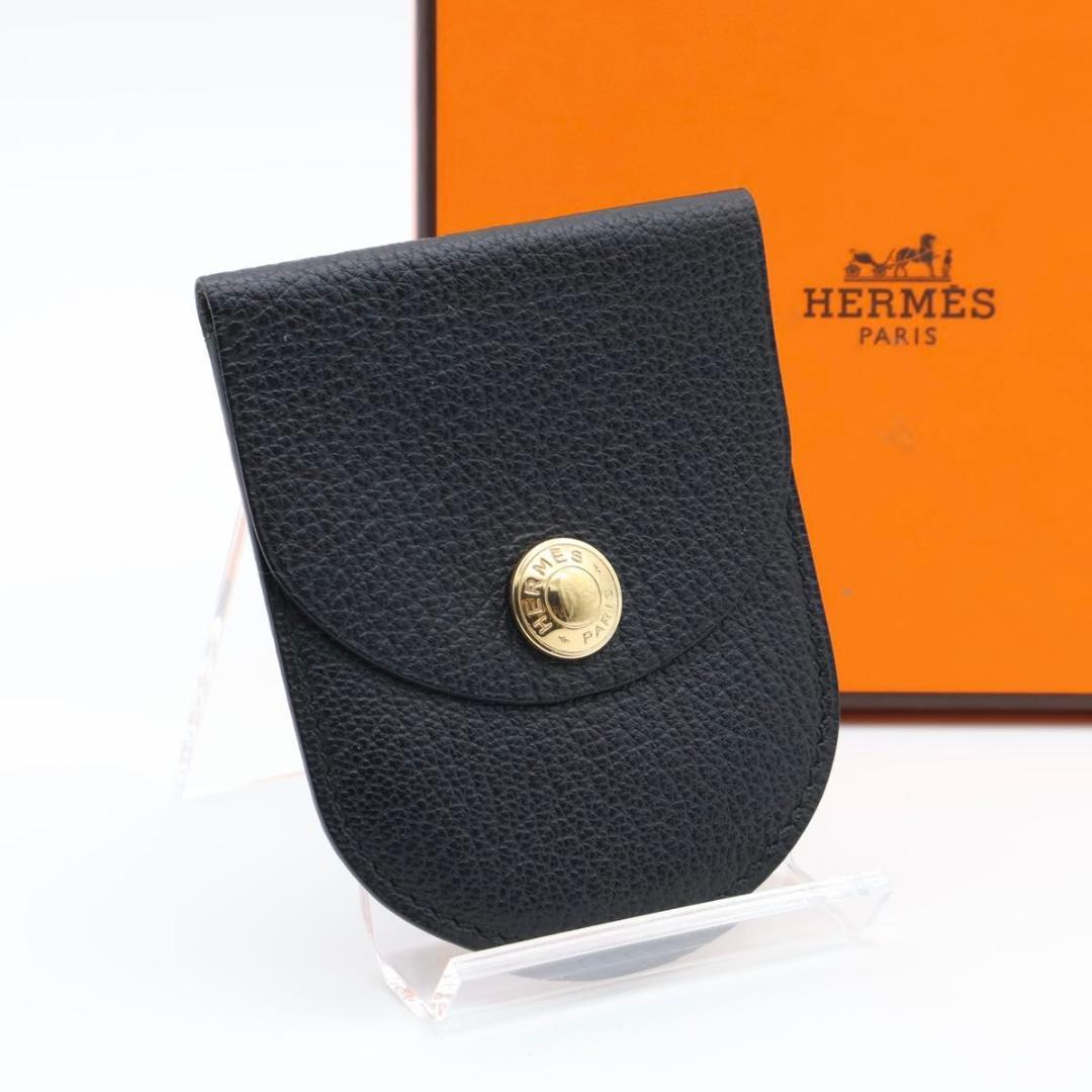 【極美品】HERMES ケース　シェーブル　黒　小銭入れ