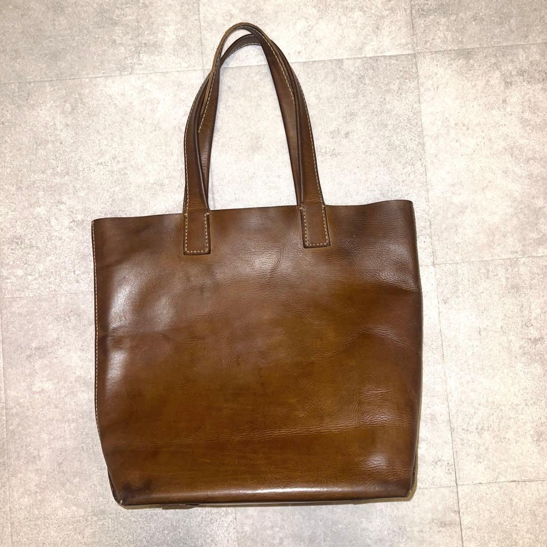 A3 本革トート genten 縦型 アマーノ カーキ男女兼用