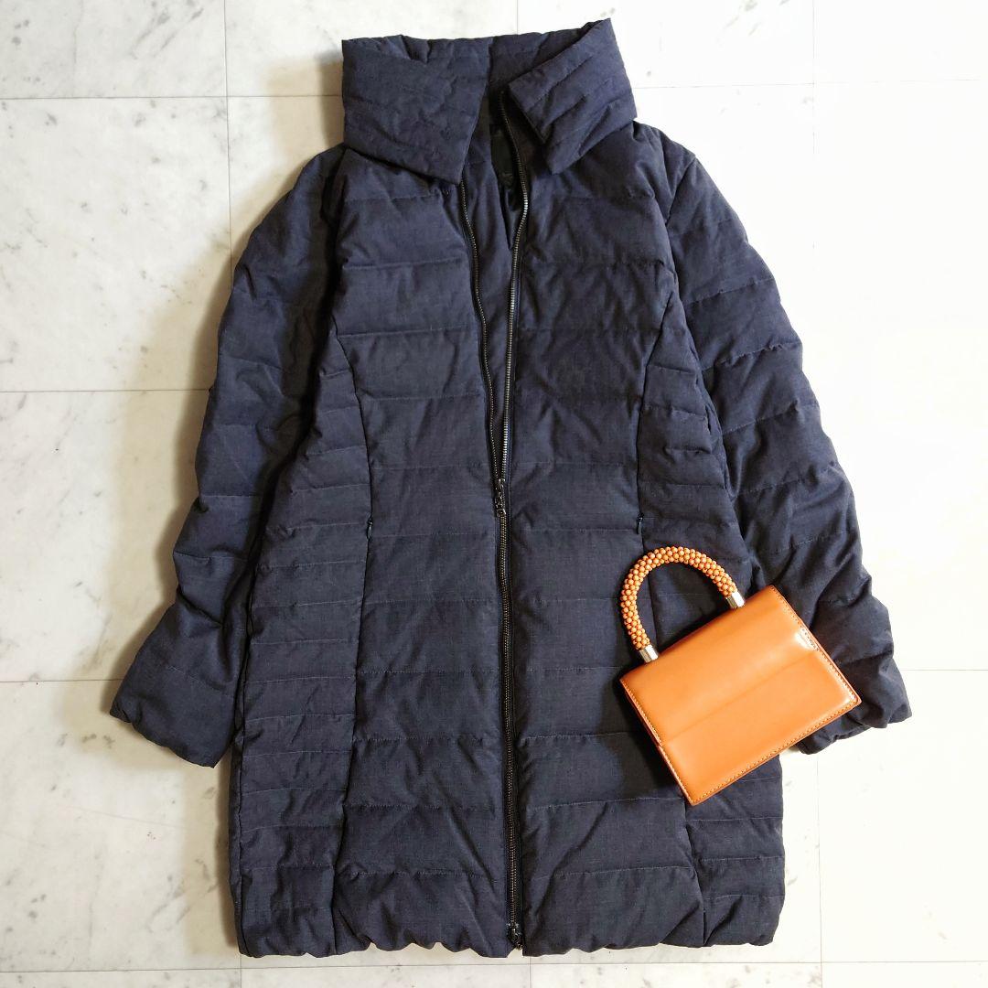 美品♪サイズ42・LL iCB ハイネック ウール ダウンコート ダークグレー