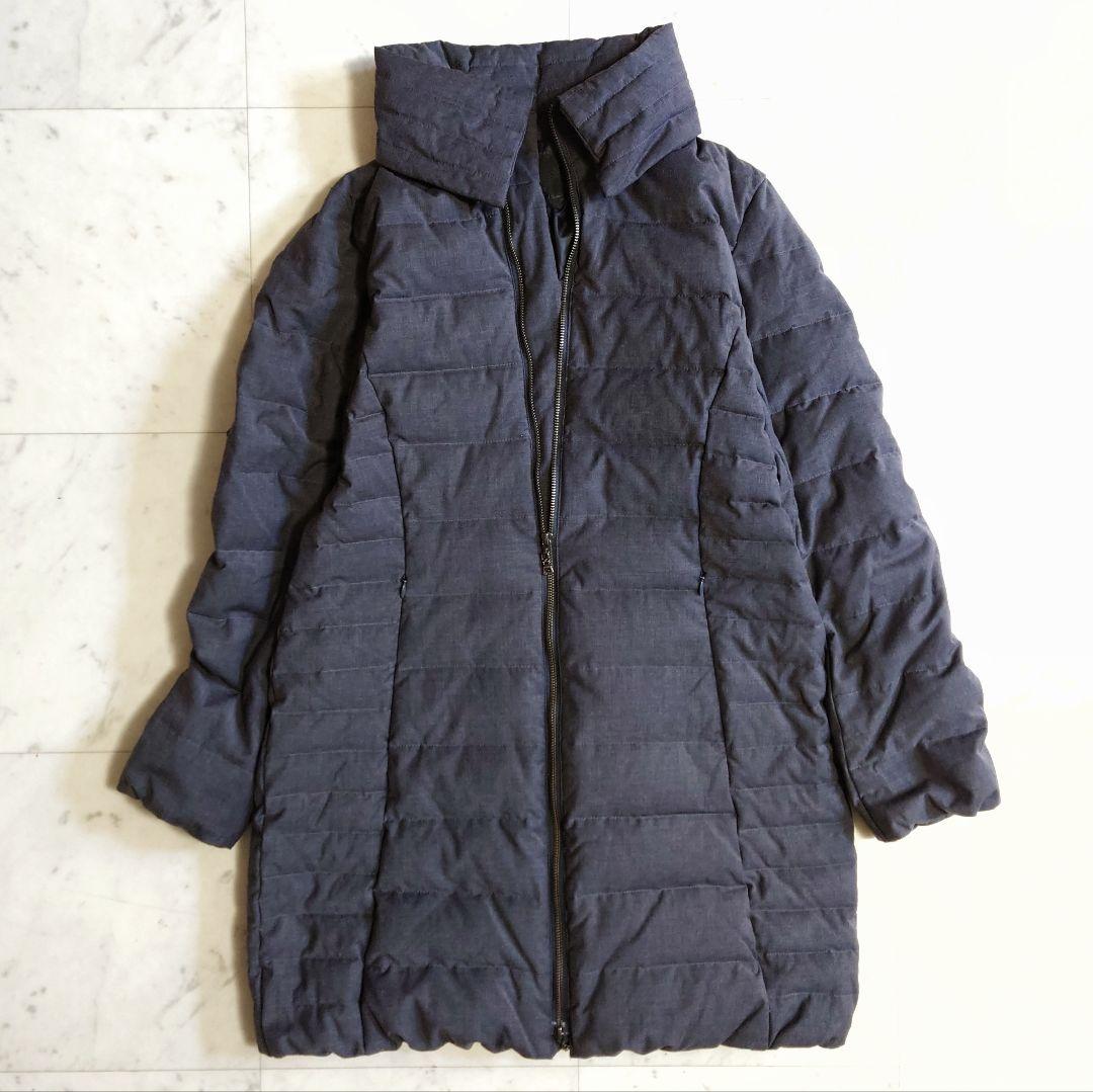 美品♪サイズ42・LL iCB ハイネック ウール ダウンコート ダークグレー