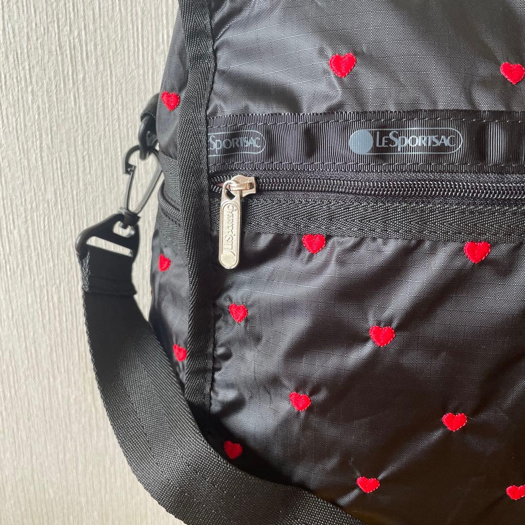 レスポートサック ブラック スウィートハート 刺繍 ボストンバッグ ポーチつき