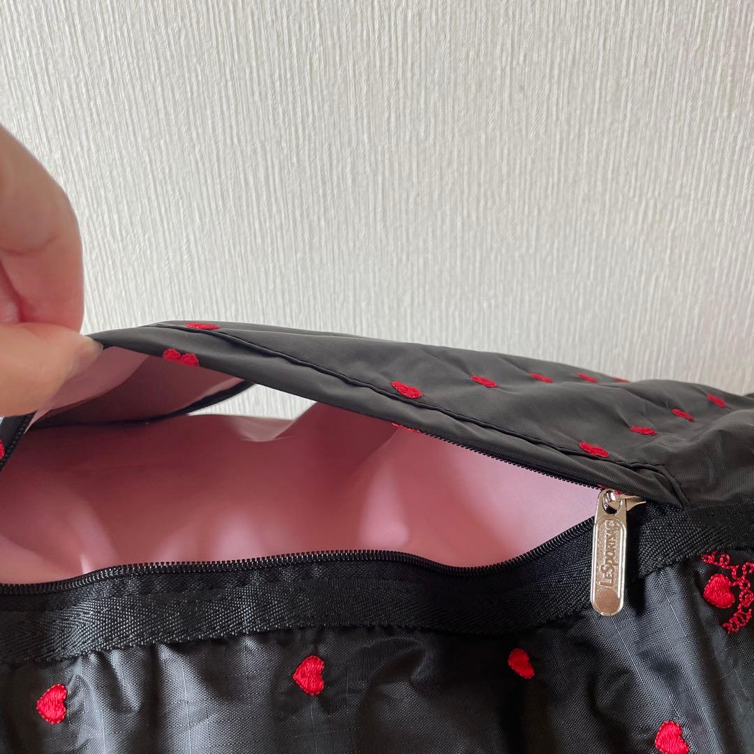 レスポートサック ブラック スウィートハート 刺繍 ボストンバッグ ポーチつき