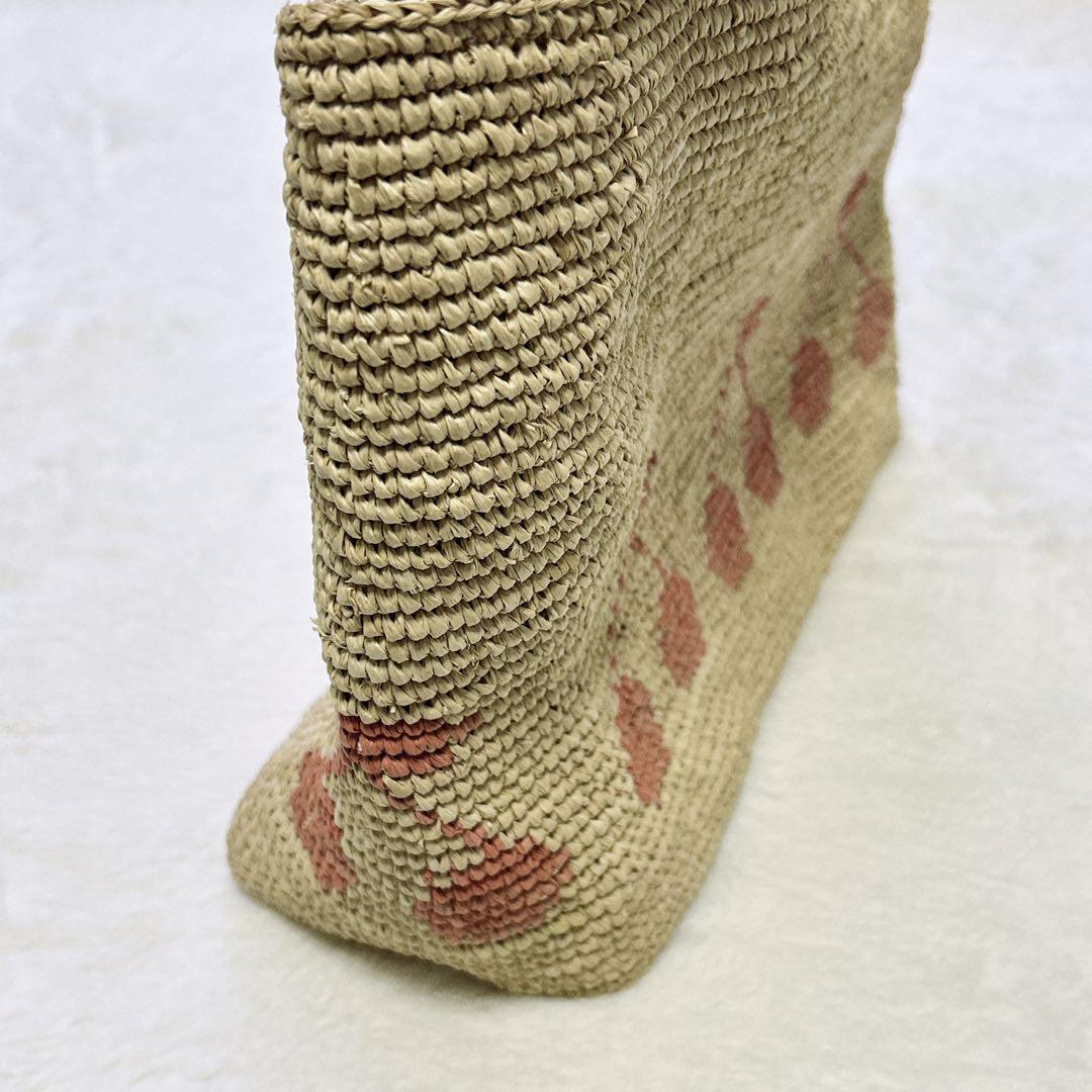 未使用タグ＊ bonpoint ボンポワン かごバッグ さくらんぼ柄