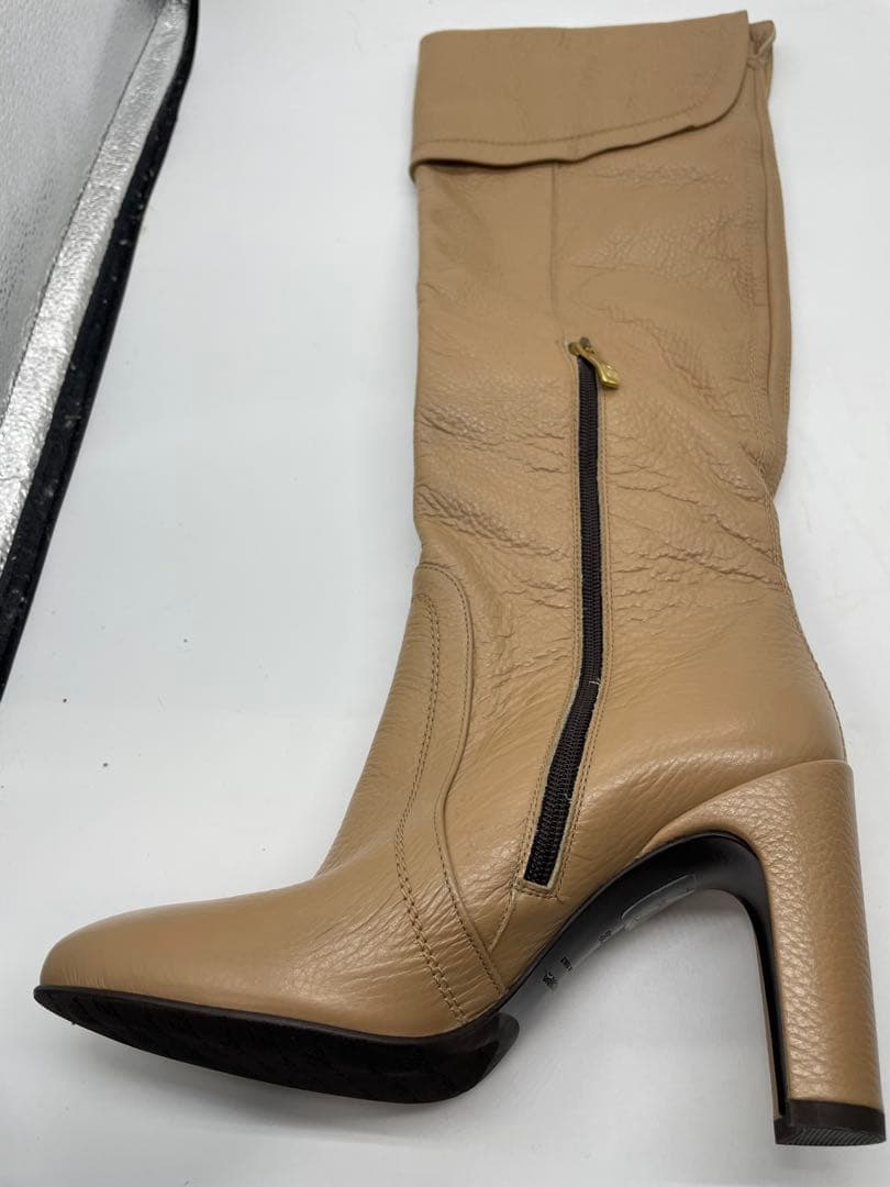 美品 Fabiani イタリア製 羊革 ロングブーツ 38 24cm ベージュ