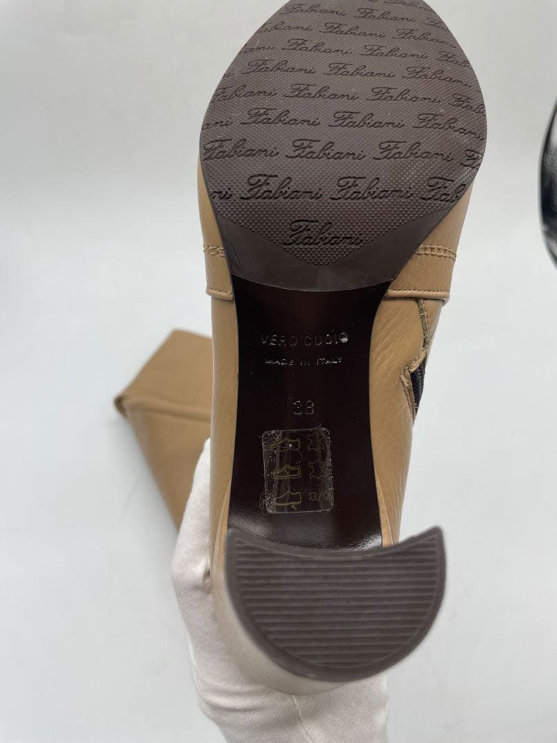 美品 Fabiani イタリア製 羊革 ロングブーツ 38 24cm ベージュ