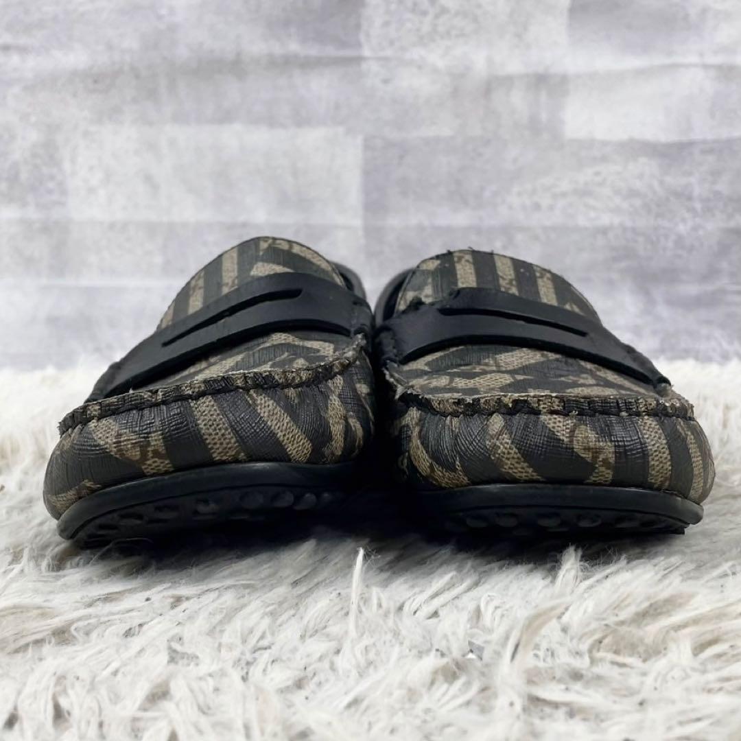 美品 グッチ PVC ローファー カレイド GG柄 ロゴ型押し ブラウン