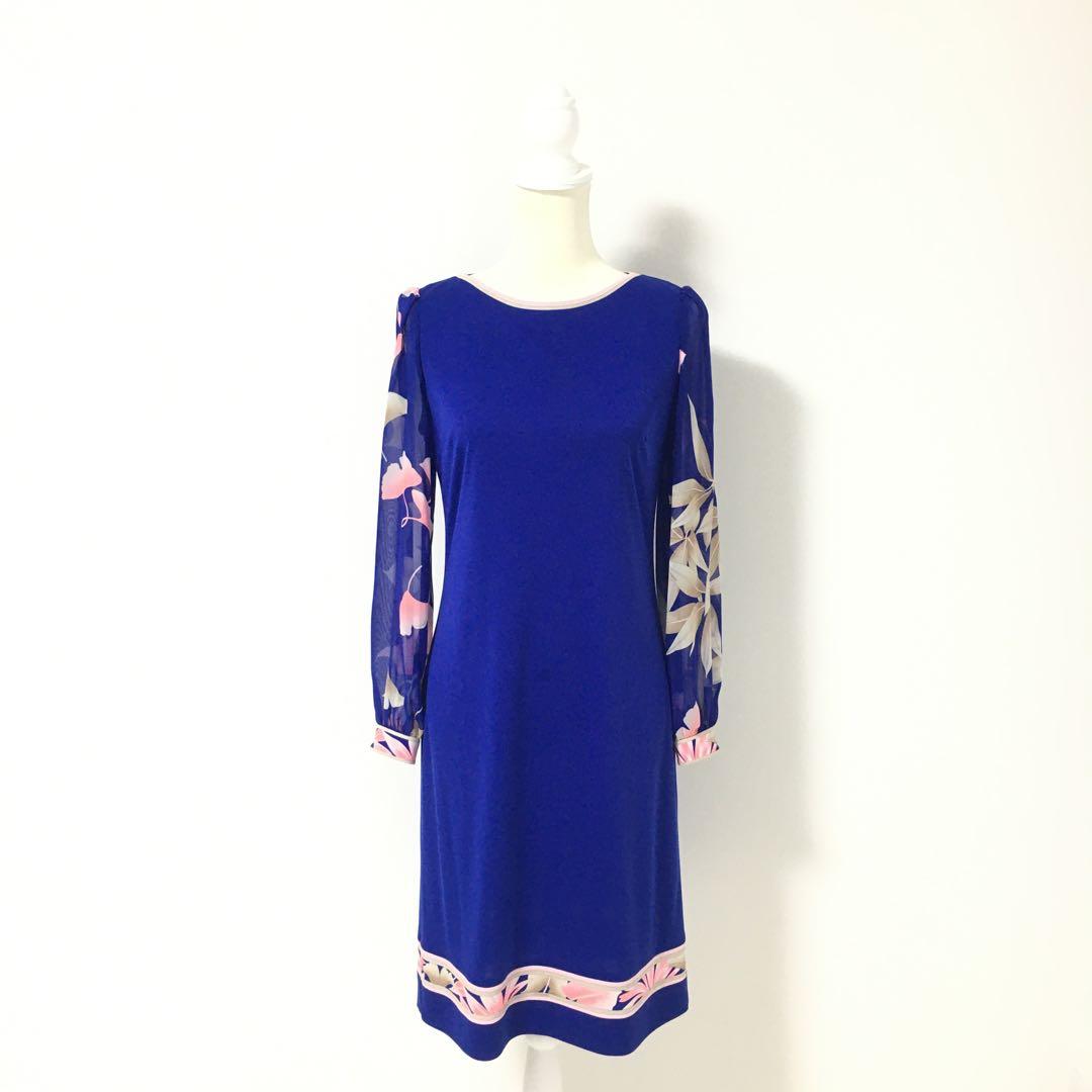 近年美品　LEONARD レオナール　カンカン　ストレッチ　ワンピース