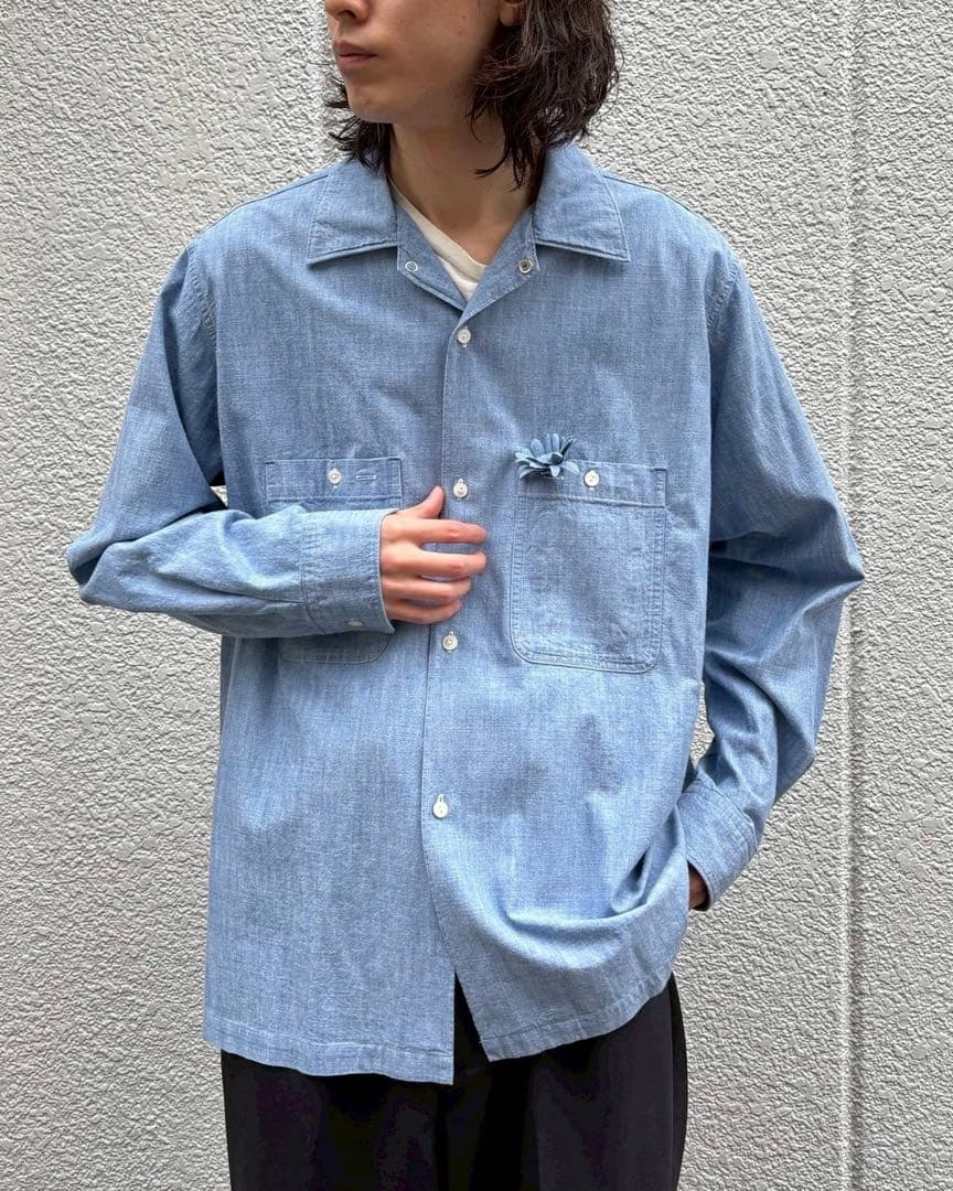 新品 Unlikely OPEN COLLAR WORK CHAMBRAY L