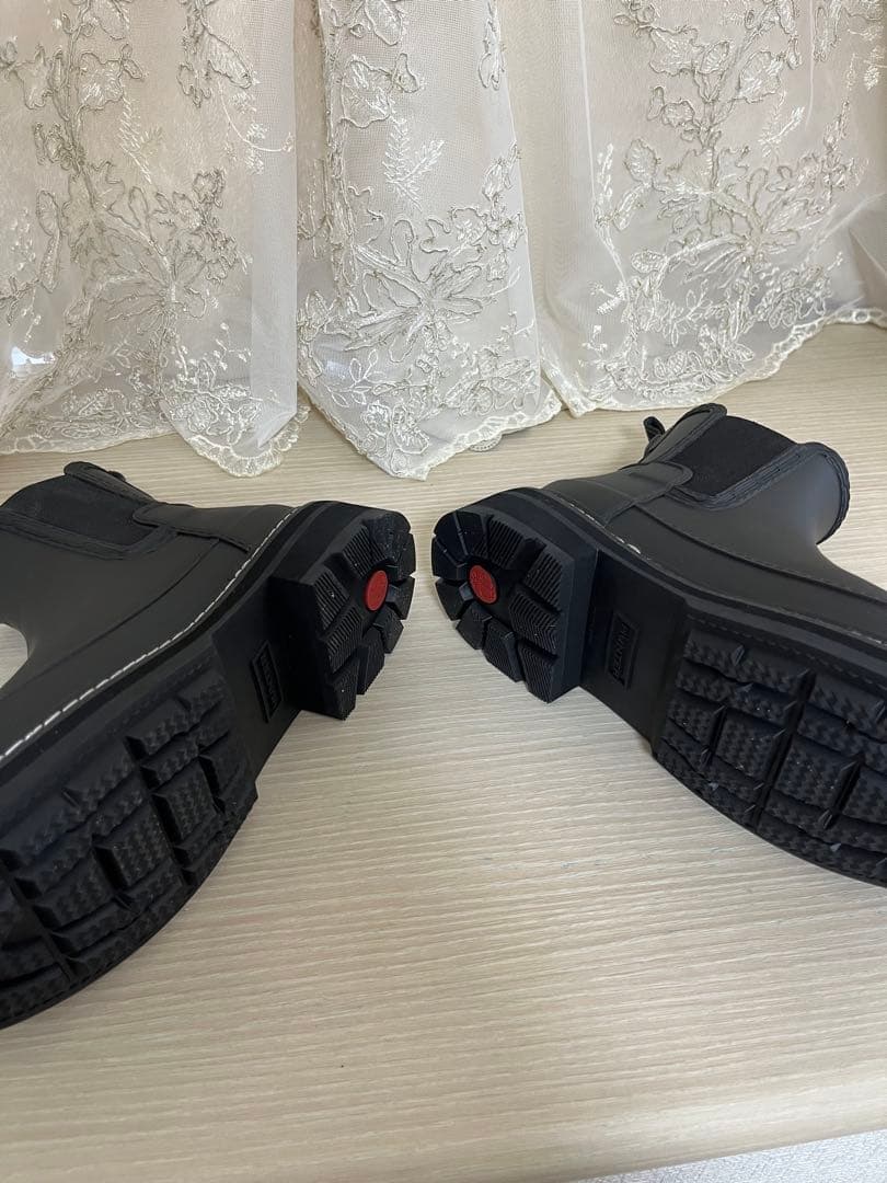 Hunterブラック レインブーツ厚底