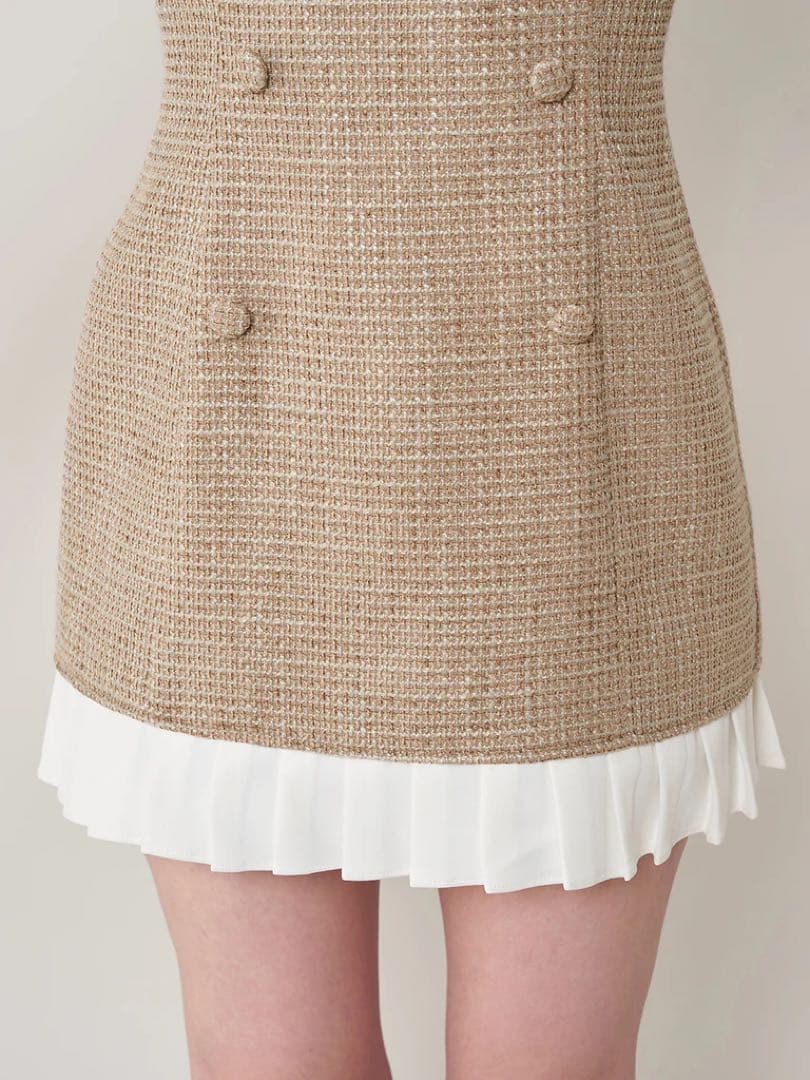 Darich プリーツドッキングツイードミニワンピース 新品未使用