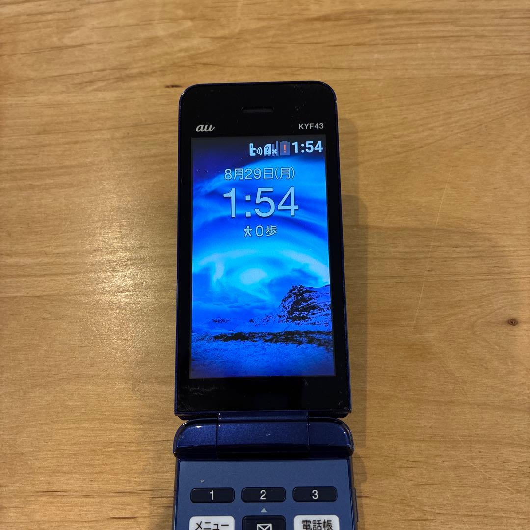 美品 au ガラホ 京セラ かんたんケータイ KYF43ロイヤルブルー