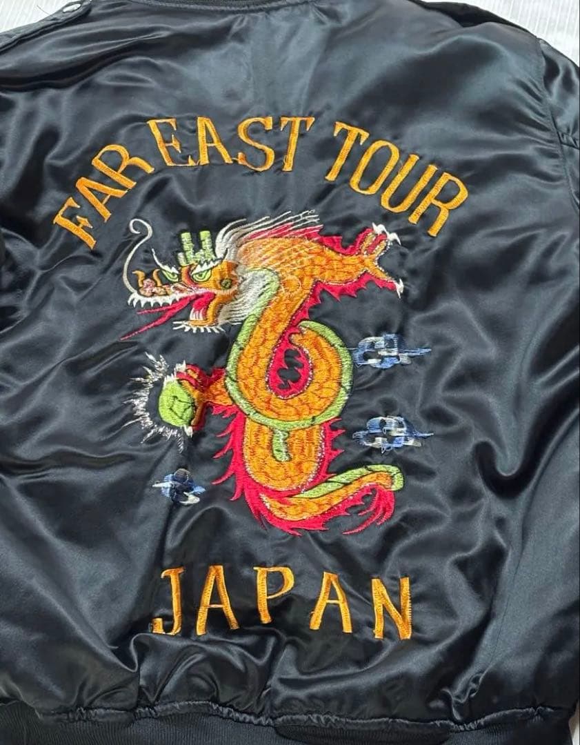 スーベニアジャケット黒ドラゴン刺繍FAR EAST TOUR JAPAN 80s