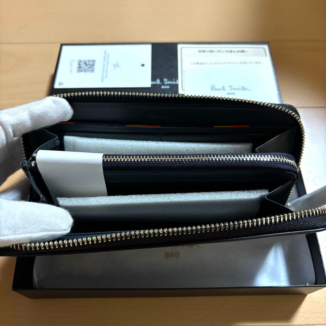 Paul Smith 長財布　現行品　新品未使用　ブライトストライププラー　黒